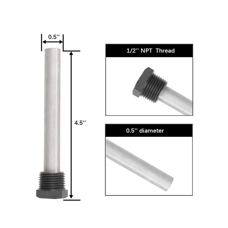DELE RV Water Heater Magnesium Anode Rod for Atwood Heaters, Dele 2 Pack 1/2" NPT RV Hot Water Tank Anode Rod for RV, Camper and Trailer Water Heaters - Image 2